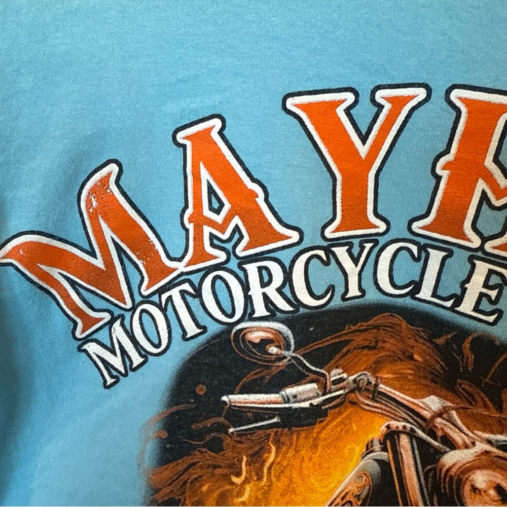 Mayhem Motorcycle Rally Bullhead City, AZ Men’s Blue T-Shirt, Size Medium - Picture 3 of 6